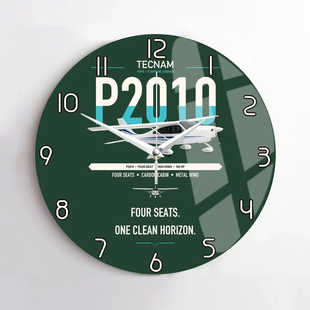 Tecnam P2010 design on dark green no frame wall clock