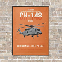 Thumbnail for Sikorsky CH-148 Cyclone vertical canvas print - framed - orange background