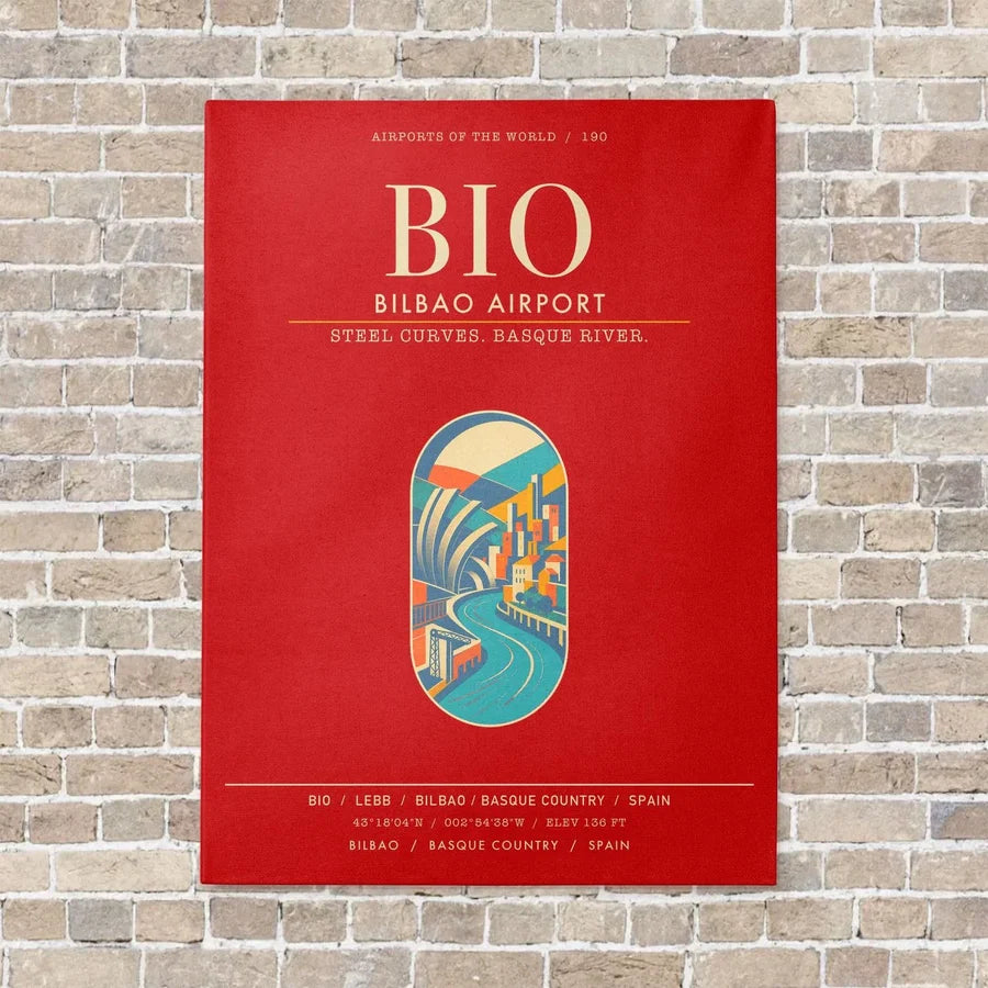 Bilbao Airport BIO - Canvas Framed - Red