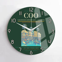 Thumbnail for Cadjehoun Airport (COO) design on dark green no frame wall clock