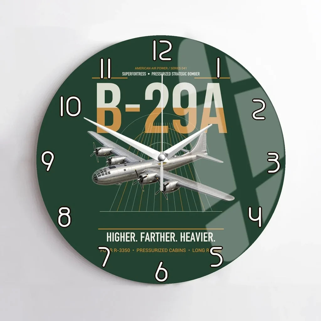 B-29A Superfortress design on dark green no frame wall clock