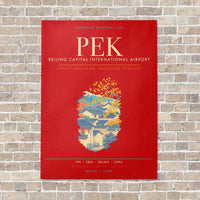 Thumbnail for Beijing Capital International Airport PEK - Canvas Framed - Red