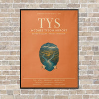 Thumbnail for McGhee Tyson Airport Knoxville TYS vertical canvas print - framed - orange background