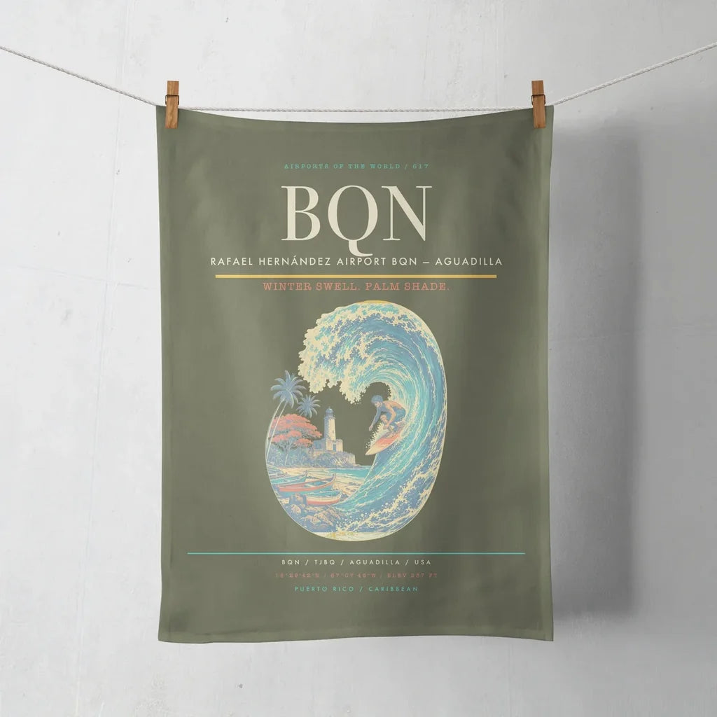 Rafael Hernández Airport (BQN) design on green army towel