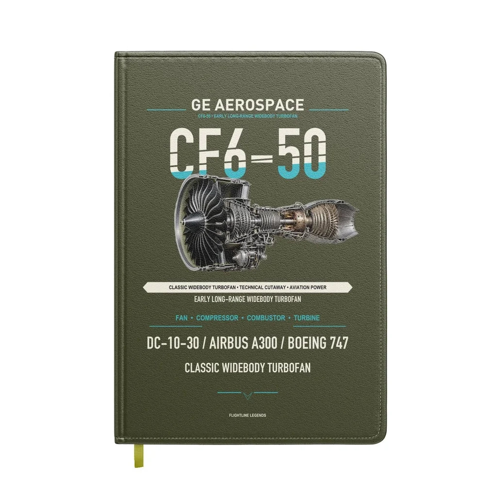 CF6-50 design on green army notebook