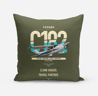 Thumbnail for Cessna 182 Skylane design on green army pillow
