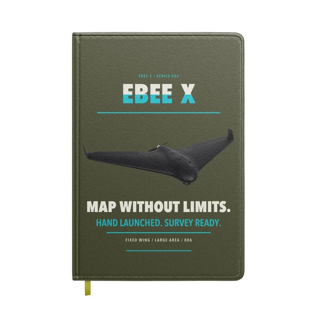AgEagle eBee X design on green army notebook