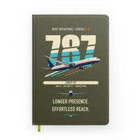 Thumbnail for Boeing 787-10 Dreamliner design on green army notebook