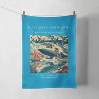 Thumbnail for VINTAGE G4280 - The Glassy Water Warning - Designed Towels design on turquoise