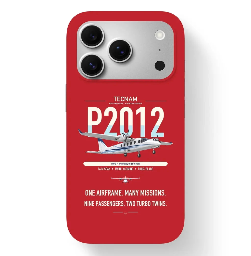 Tecnam P2012 Traveller design on red magsafe iphone case, for iPhone 17 Pro