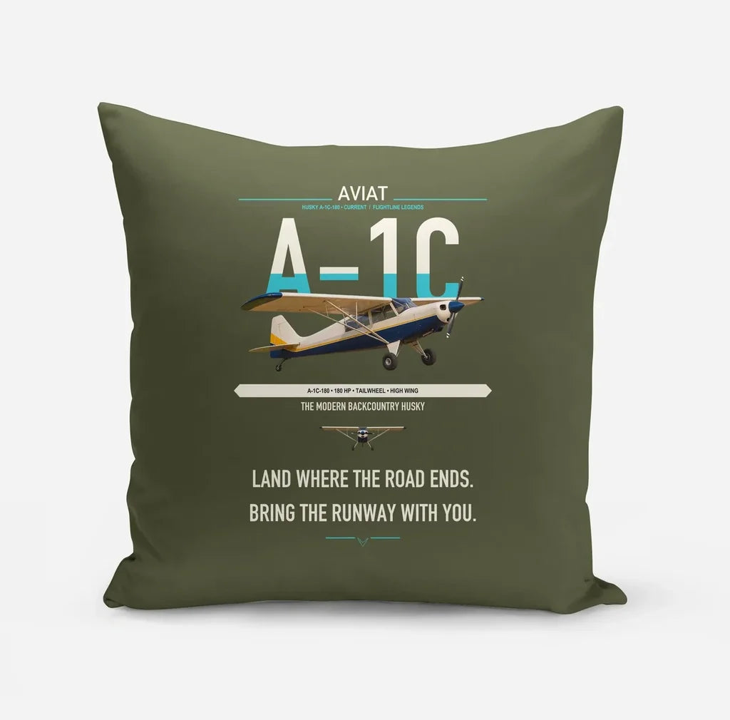 Aviat Husky A-1C-180 design on green army pillow