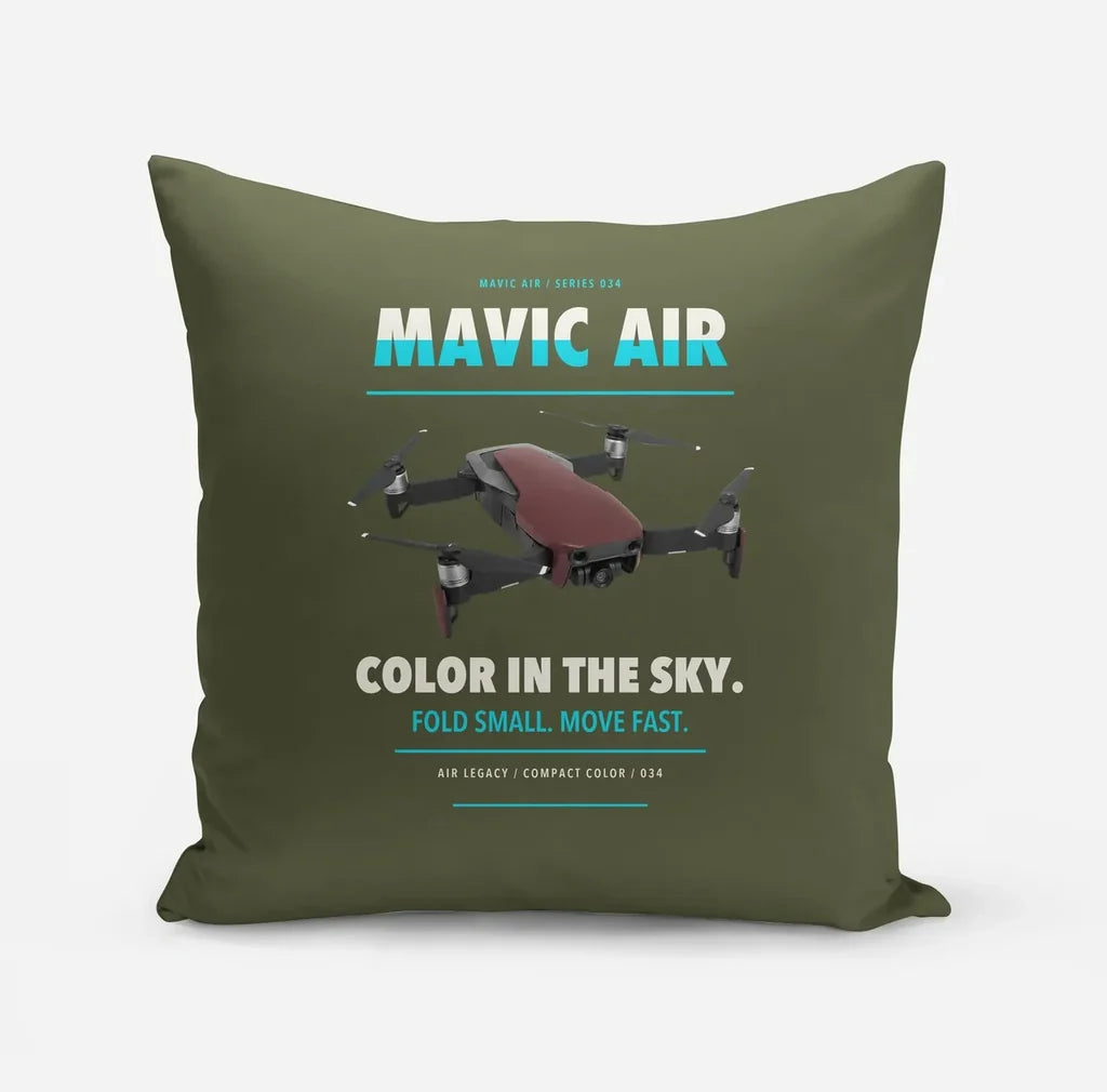 DJI Mavic Air design on green army pillow