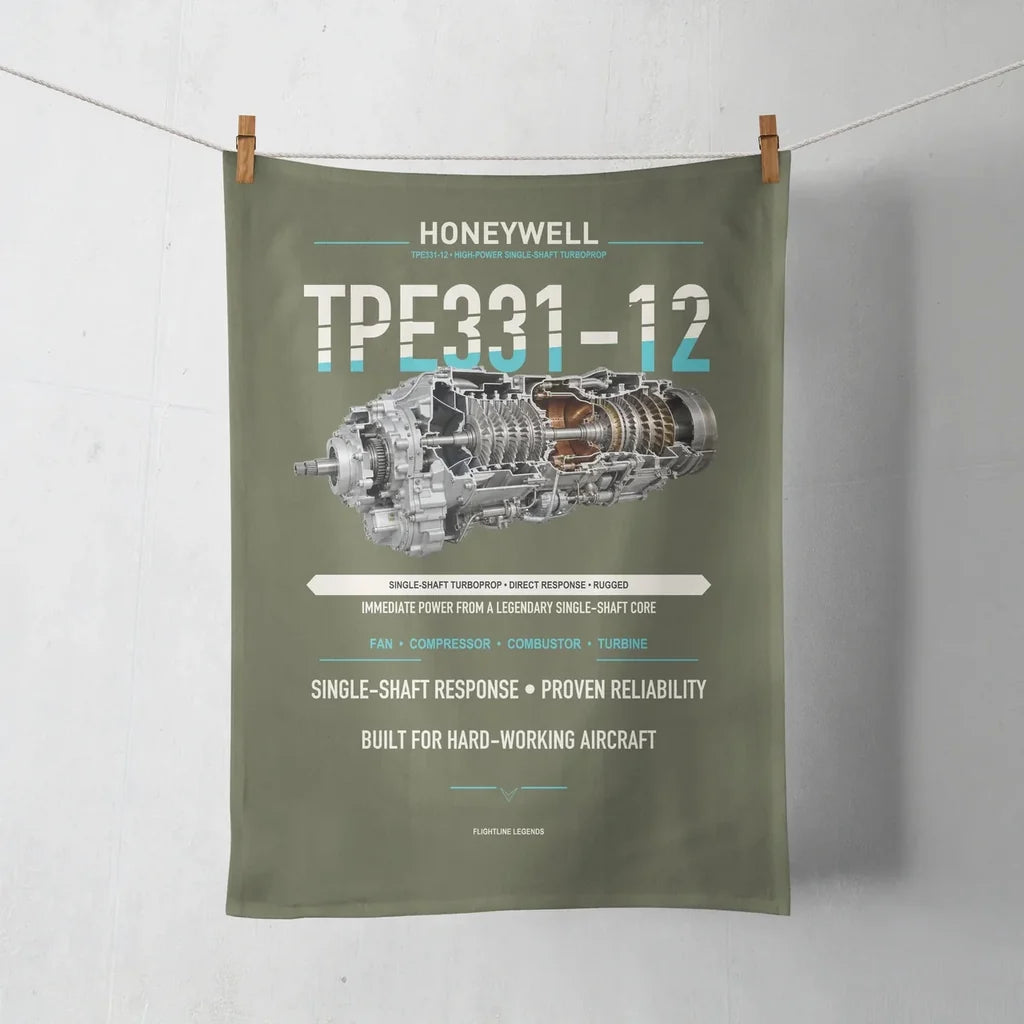 TPE331-12 design on green army towel