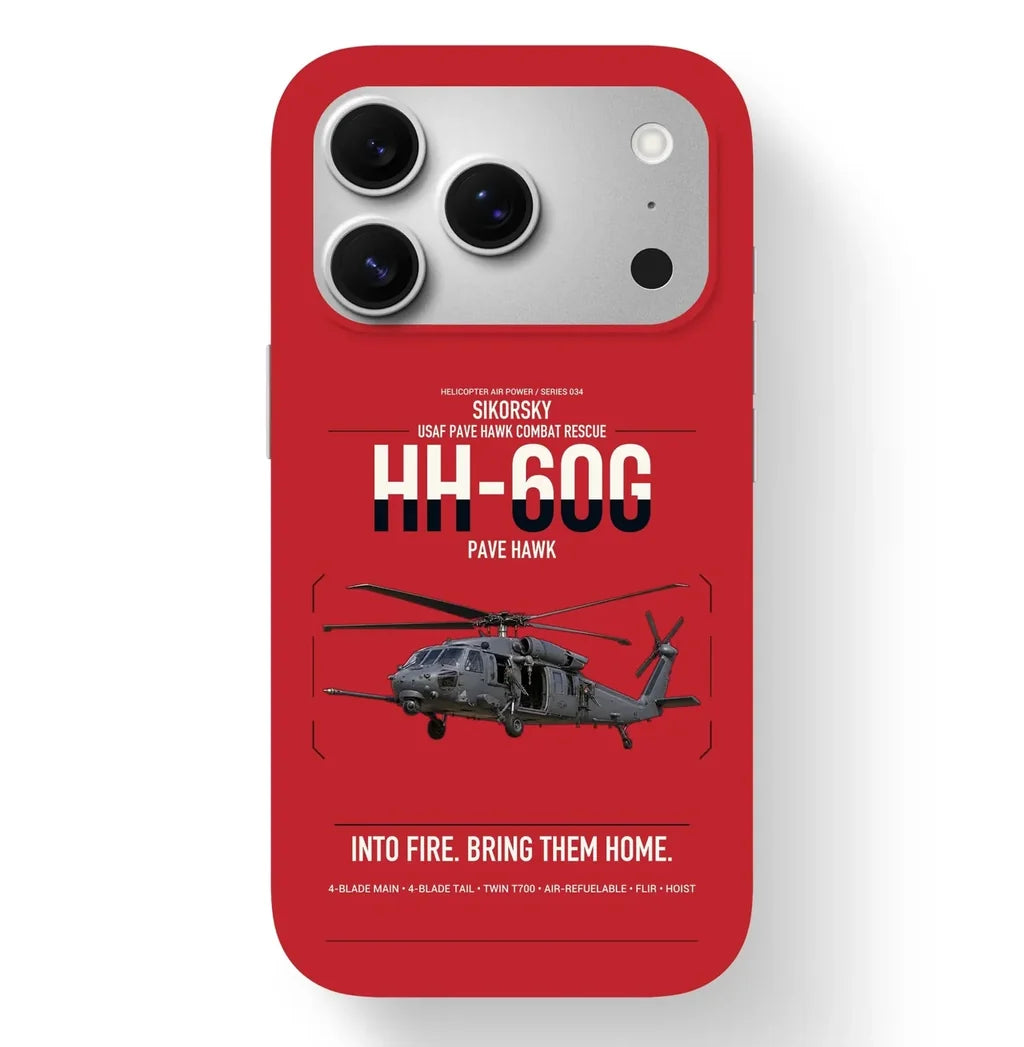 Sikorsky HH-60G Pave Hawk design on red magsafe iphone case, for iPhone 17 Pro