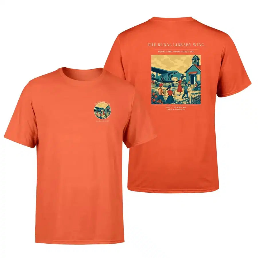 VINTAGE G4392 - The Rural Library Wing - Double-Side T-Shirt design on orange double side t shirt