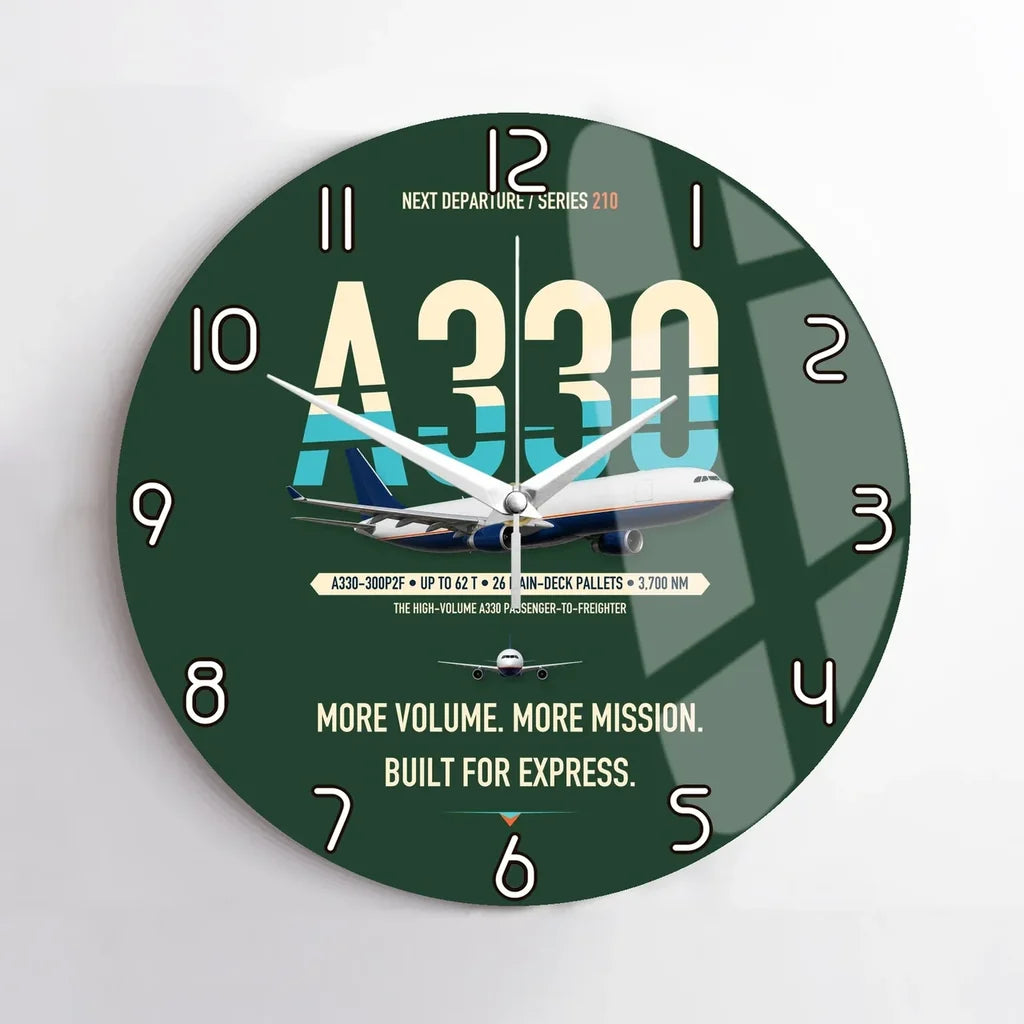 Airbus A330-300P2F design on dark green no frame wall clock