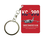 Thumbnail for Embraer KC-390 Millennium design on red designed key chain, double-side print