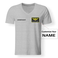 Thumbnail for Embraer & Text Designed Designed V-Neck T-Shirts - view 14
