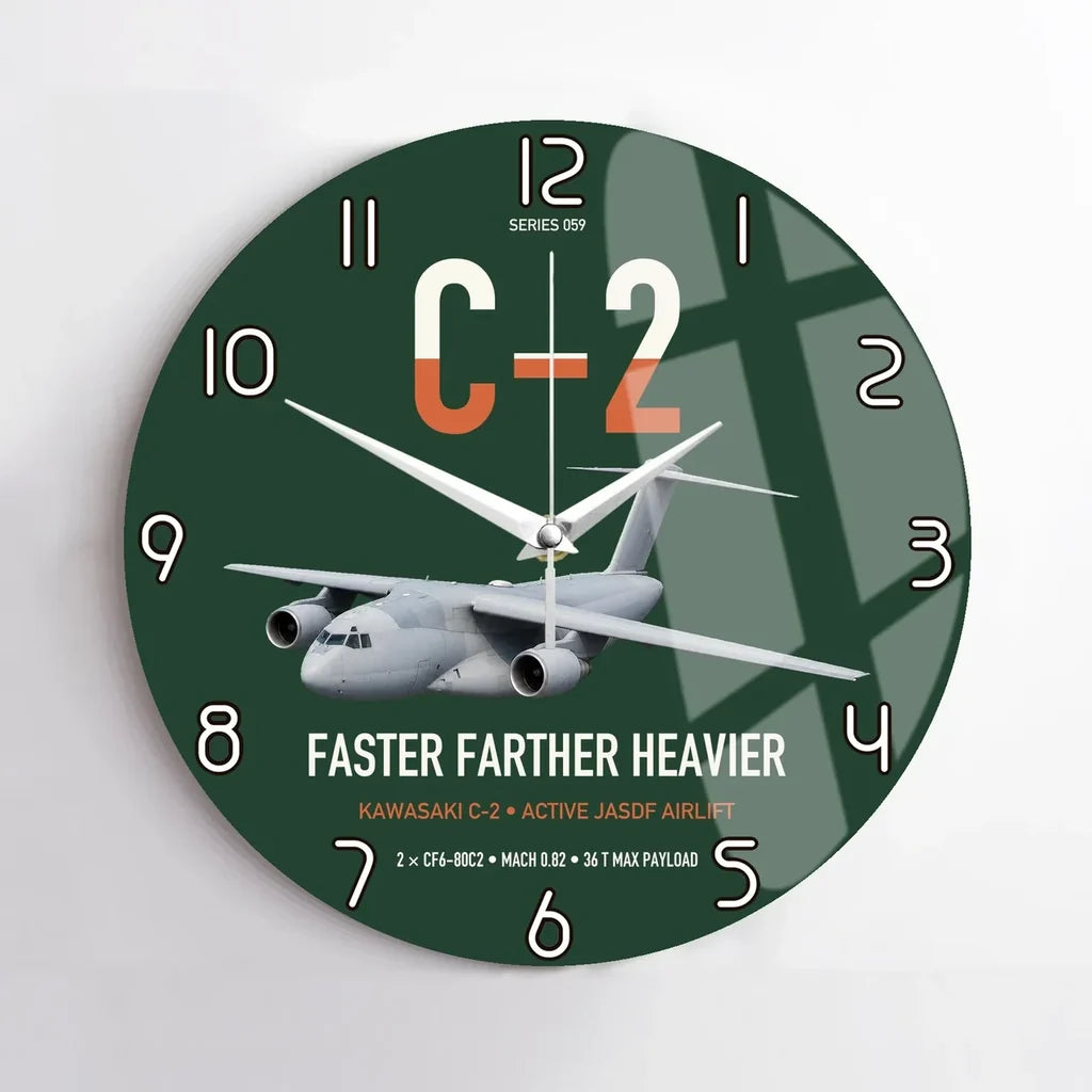 Kawasaki C-2 design on dark green no frame wall clock
