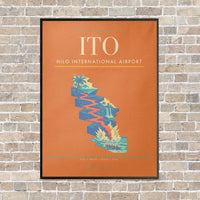 Thumbnail for Hilo International Airport ITO vertical canvas print - framed - orange background