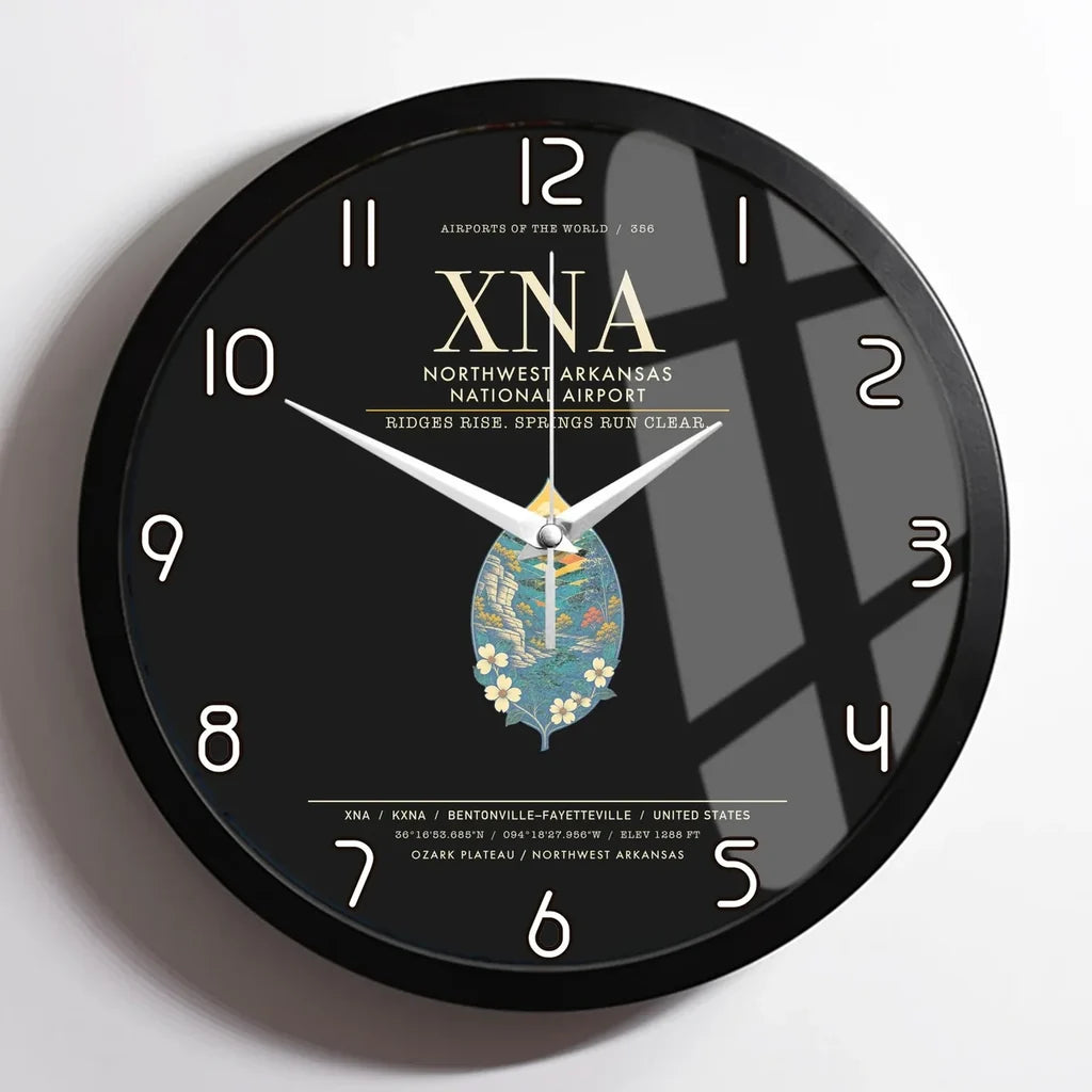 Northwest Arkansas National Airport XNA Wall-Clock Framed - Black