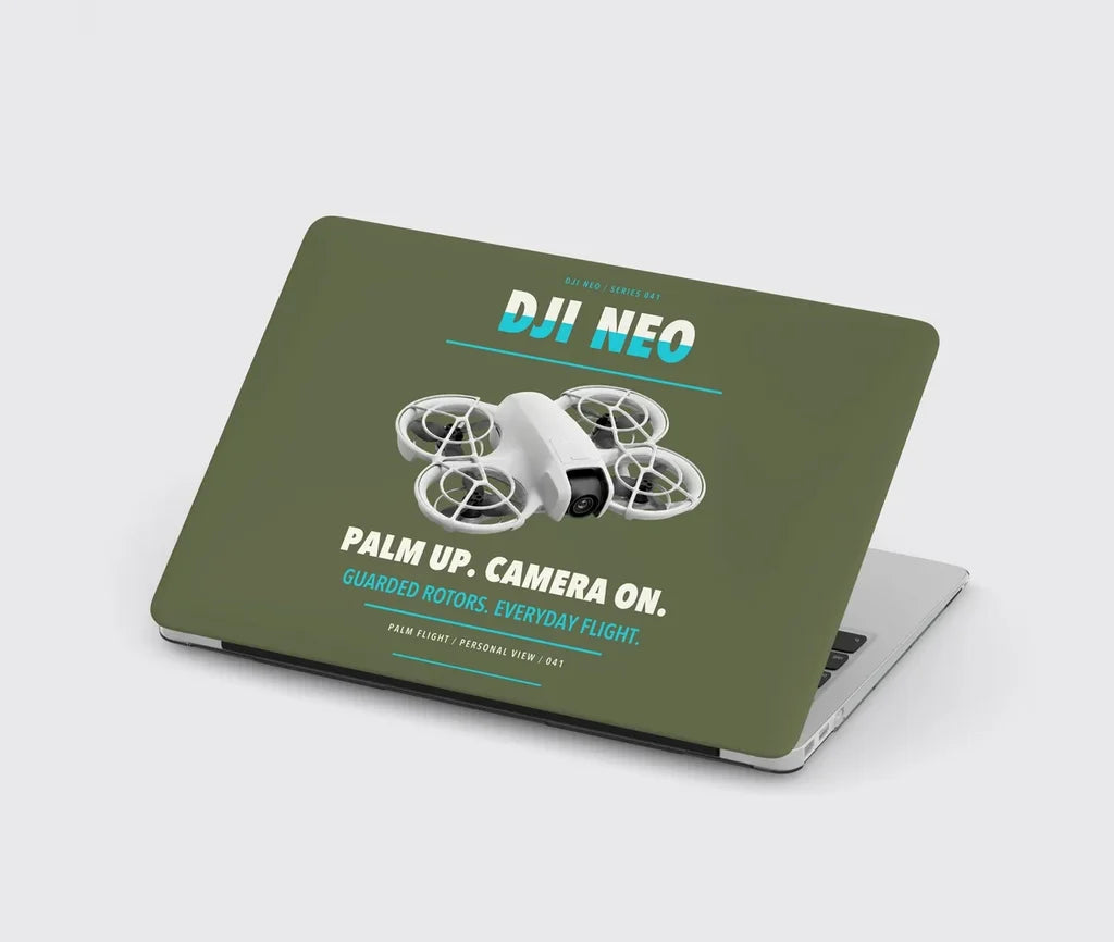 DJI Neo design on green army MacBook case