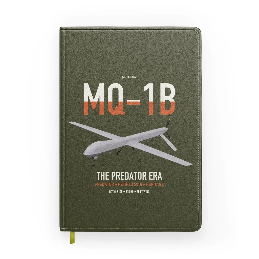 MQ-1B Predator design on green army notebook