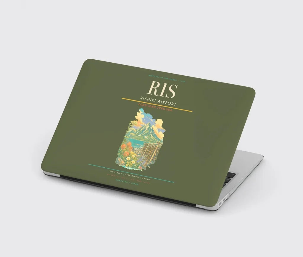 Rishiri Airport (RIS) design on green army MacBook case