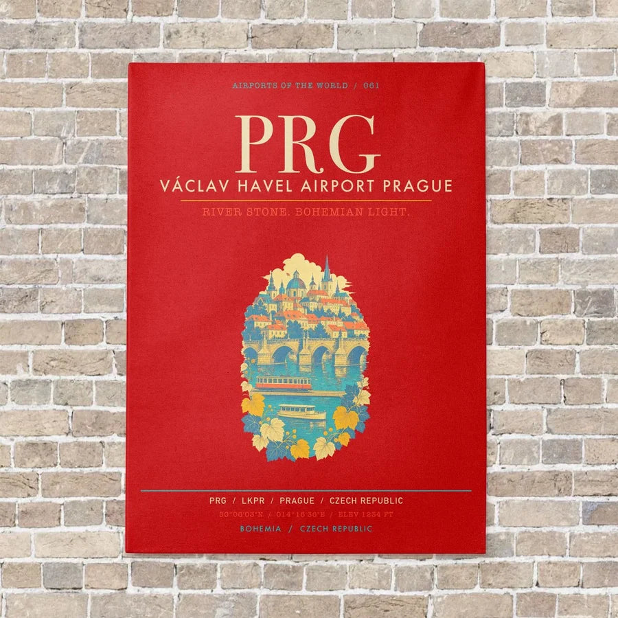 Vaclav Havel Airport Prague PRG - Canvas Framed - Red
