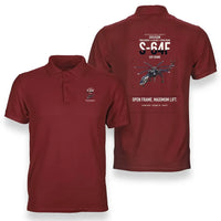 Thumbnail for Erickson S-64F Air Crane design on red double-side polo t-shirt, double-side print