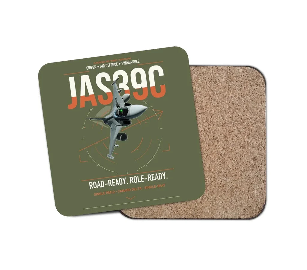 Saab JAS 39C Gripen design on green army 1 piece coaster