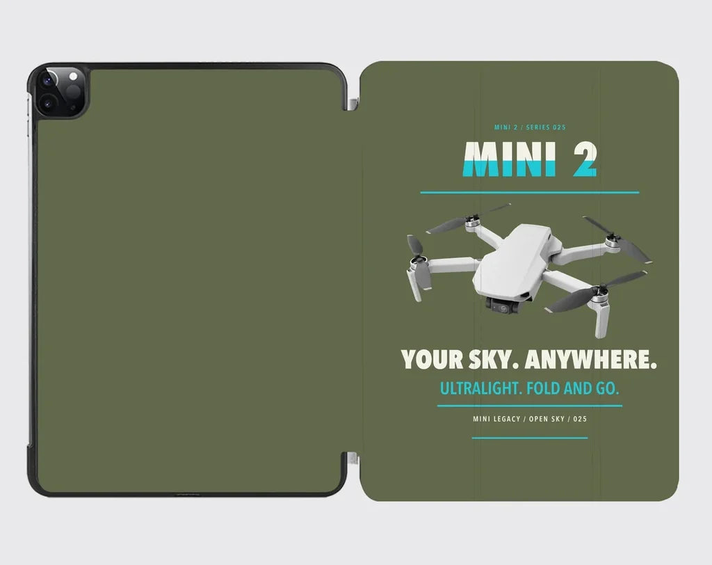 DJI Mini 2 design on green army ipad tablet case