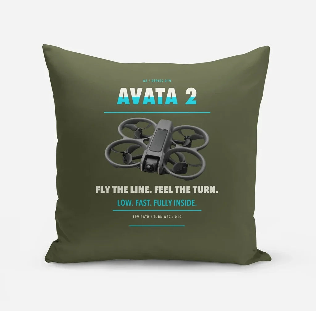 DJI Avata 2 design on green army pillow