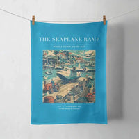 Thumbnail for VINTAGE G4068 - The Seaplane Ramp - Designed Towels design on turquoise
