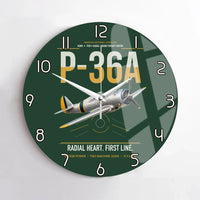 Thumbnail for P-36A Hawk design on dark green no frame wall clock