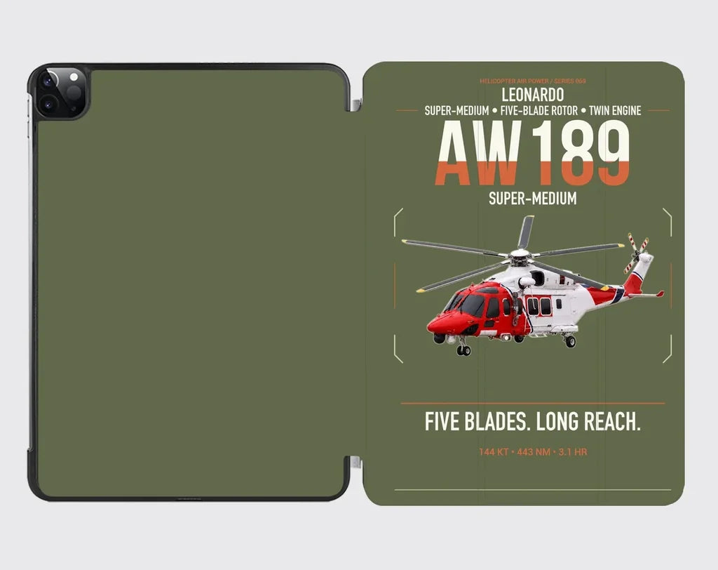 Leonardo AW189 design on green army ipad tablet case