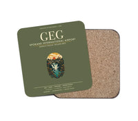 Thumbnail for Spokane International Airport (GEG) design on green army 1 piece coaster