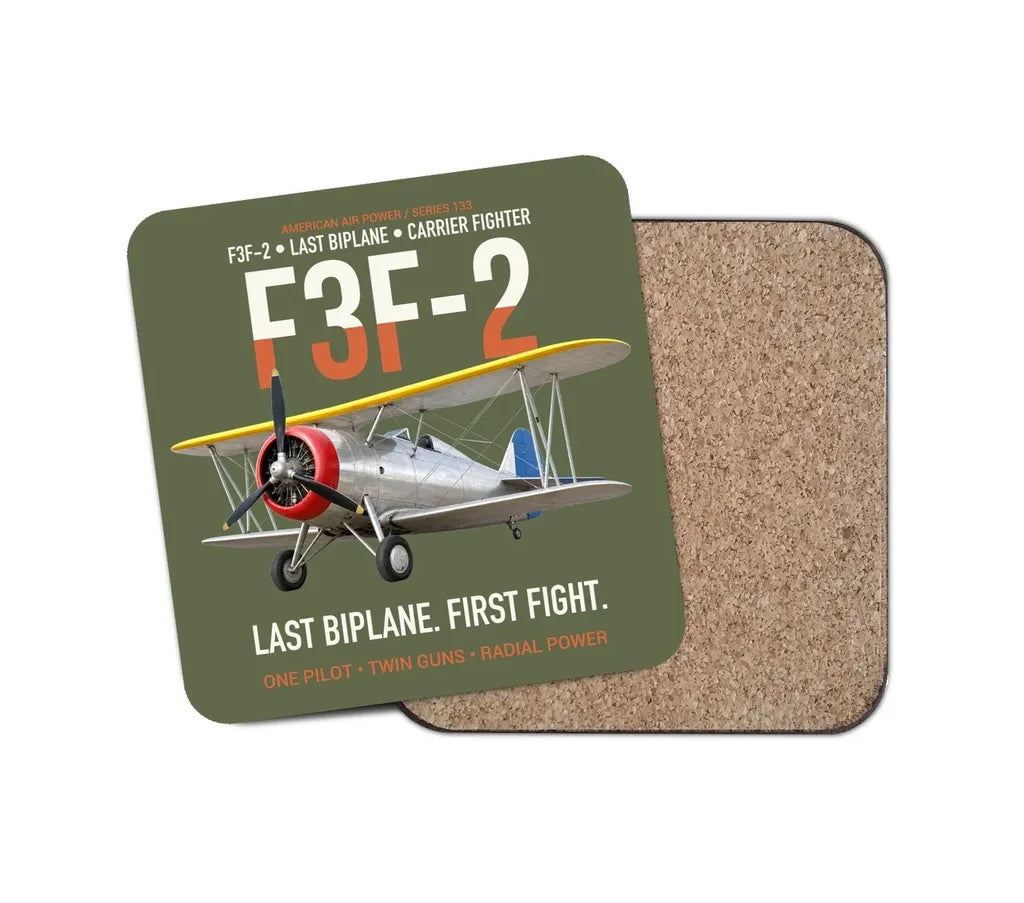 F3F-2 Last Biplane First Fight design on green army 1 piece coaster