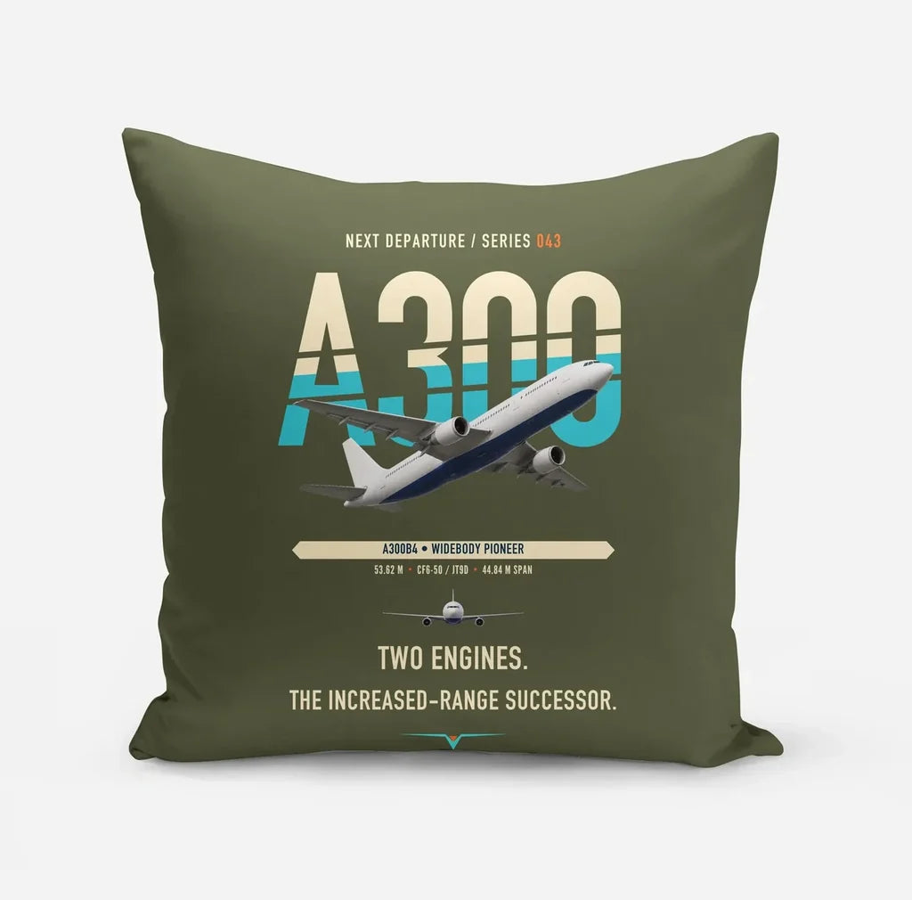 Airbus A300B4 design on green army pillow