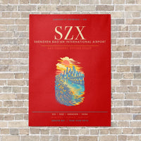 Thumbnail for Shenzhen Bao'an International Airport SZX - Canvas Framed - Red