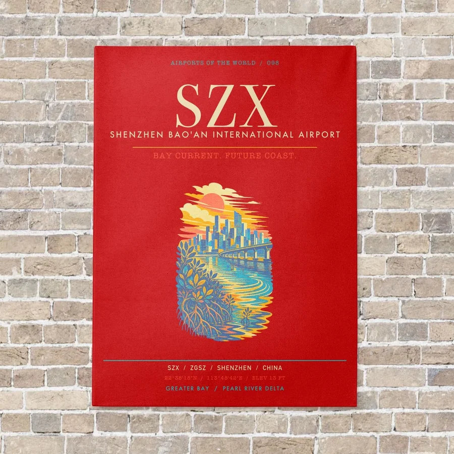 Shenzhen Bao'an International Airport SZX - Canvas Framed - Red