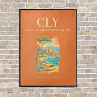Thumbnail for Calvi - Sainte-Catherine Airport CLY vertical canvas print - framed - orange background