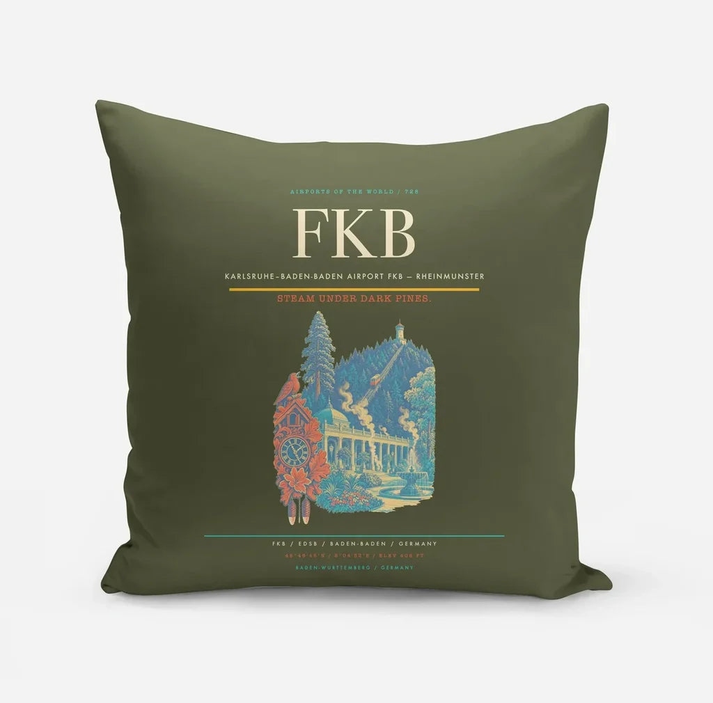Karlsruhe–Baden-Baden Airport (FKB) design on green army pillow