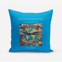 Thumbnail for VINTAGE G4100 - The Round The World - Designed Pillows design on turquoise