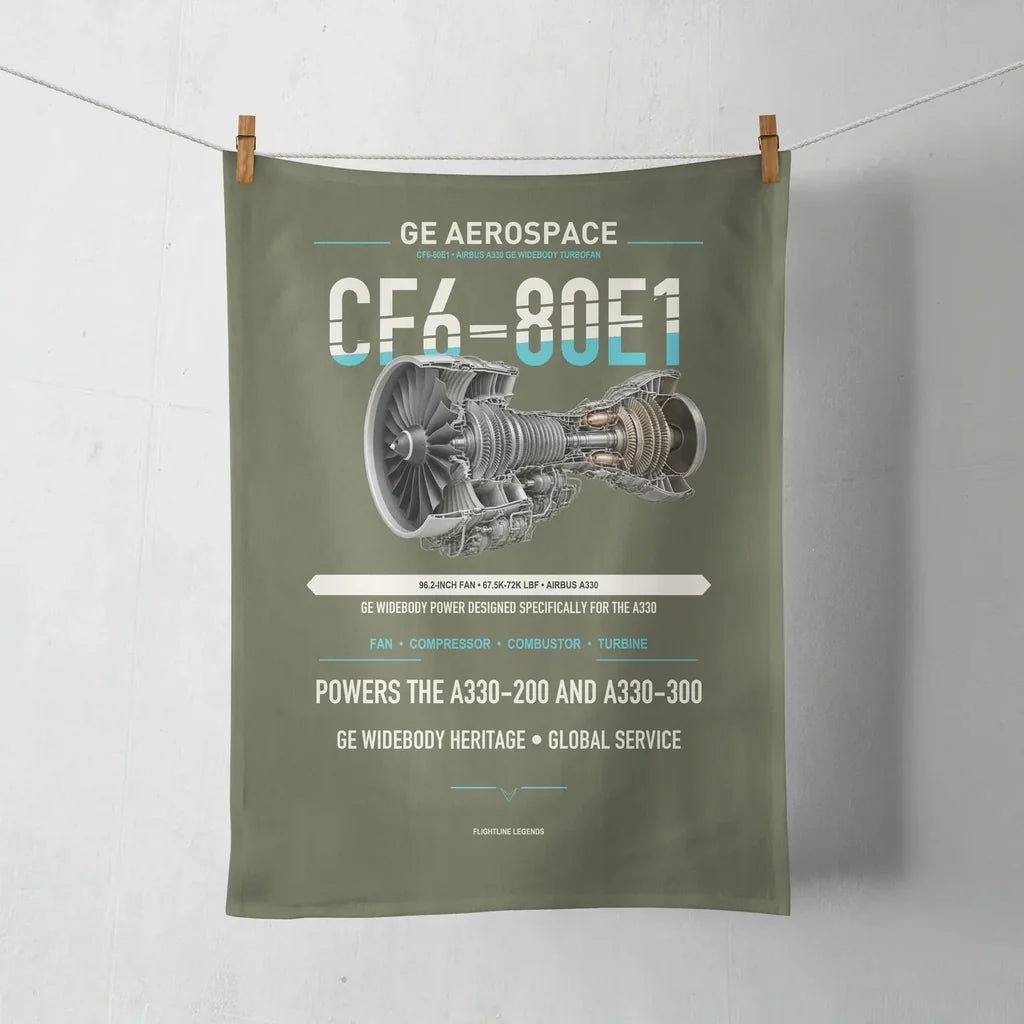 CF6-80E1 design on green army towel