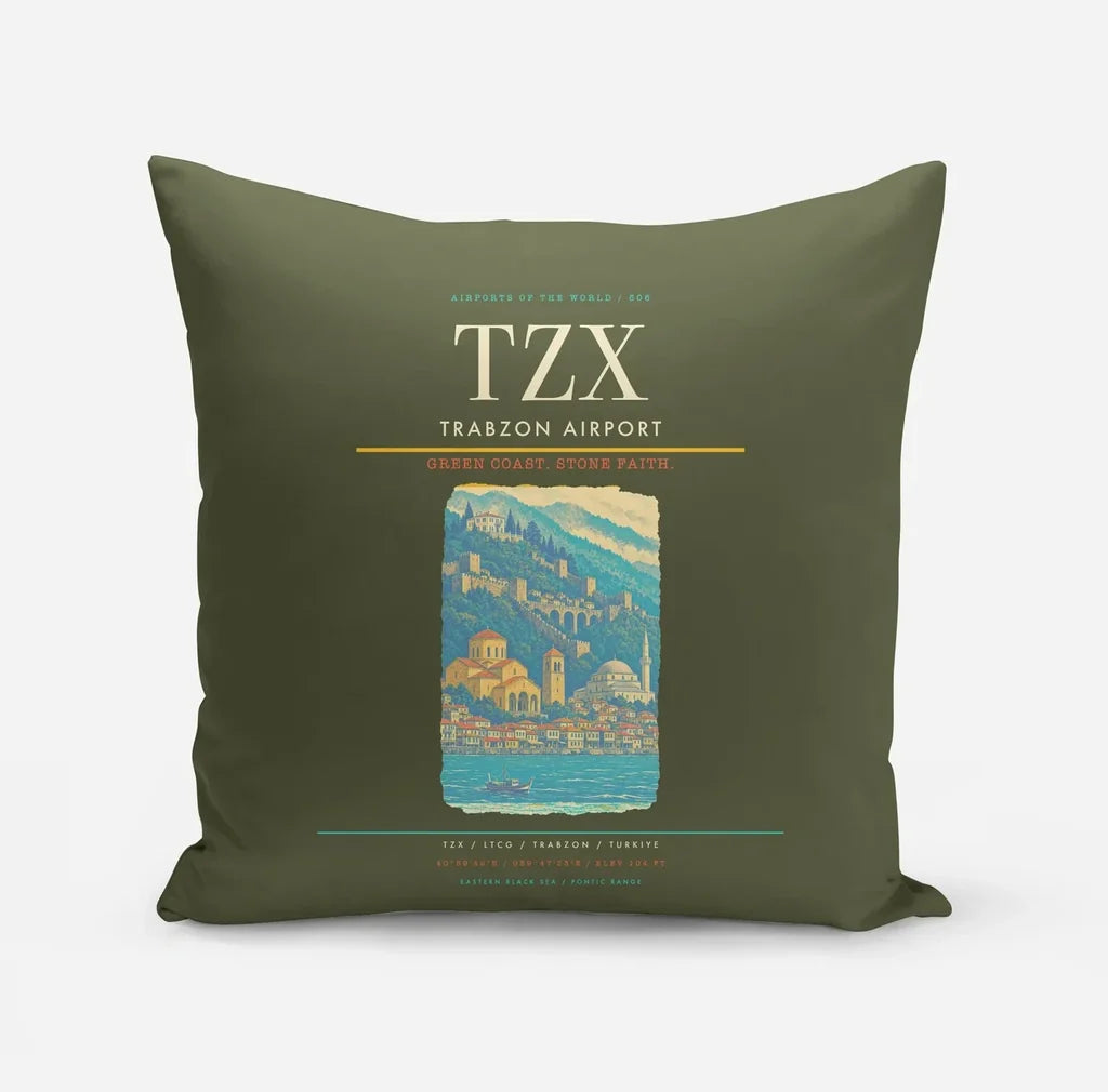 Trabzon Airport (TZX) design on green army pillow