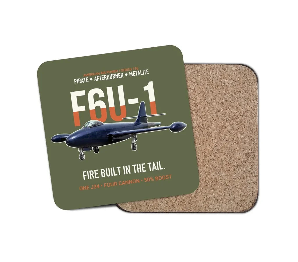F6U-1 Pirate Fire Built in the Tail design on green army 1 piece coaster