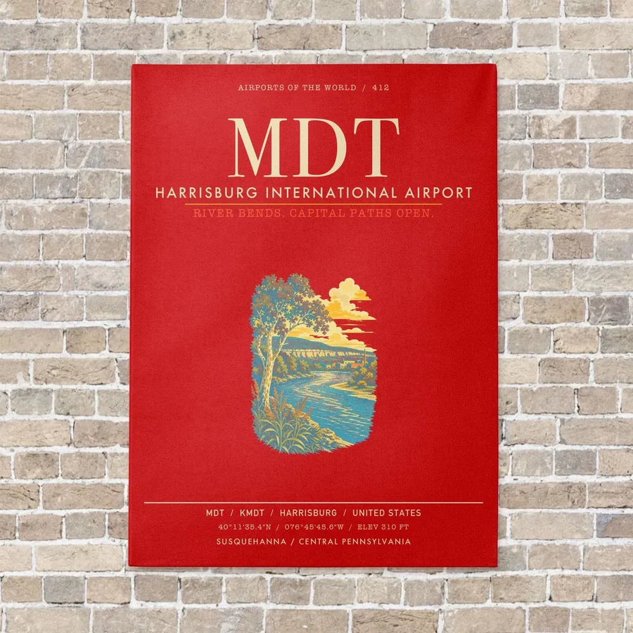 Harrisburg International Airport MDT - Canvas Framed - Red