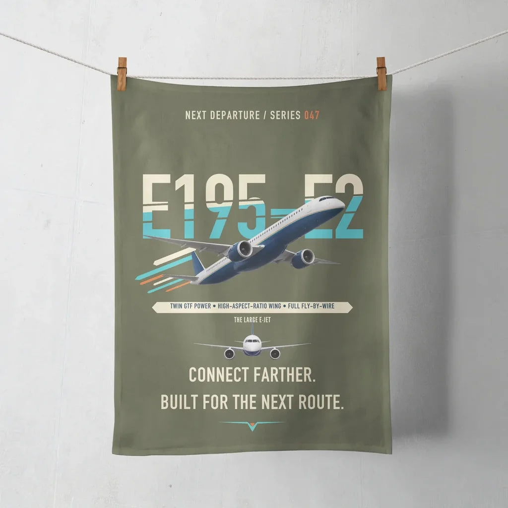 Embraer E195-E2 design on green army towel