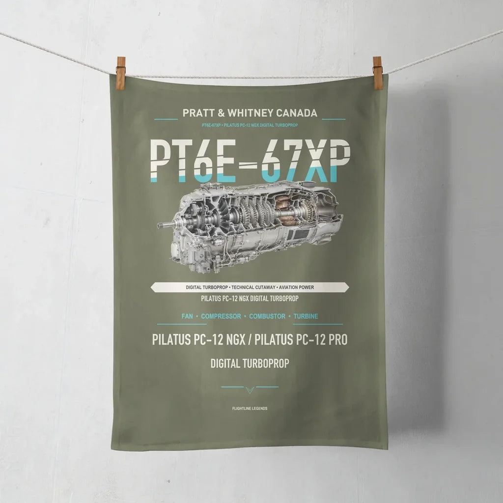 PT6E-67XP design on green army towel